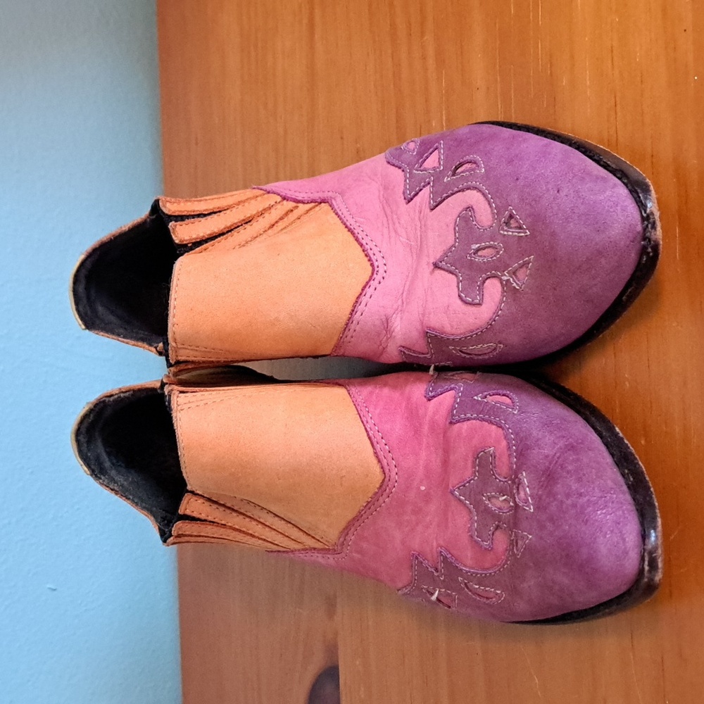 Circle S Brand Western Suede Shoes Colorful Size 7.5M - Picture 2 of 7